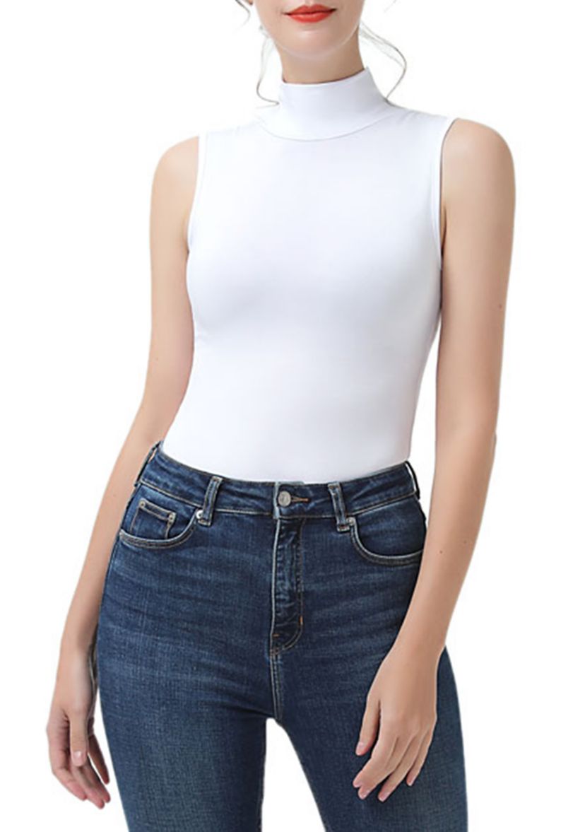 Womens Turtleneck Sleeveless Bodysuit
