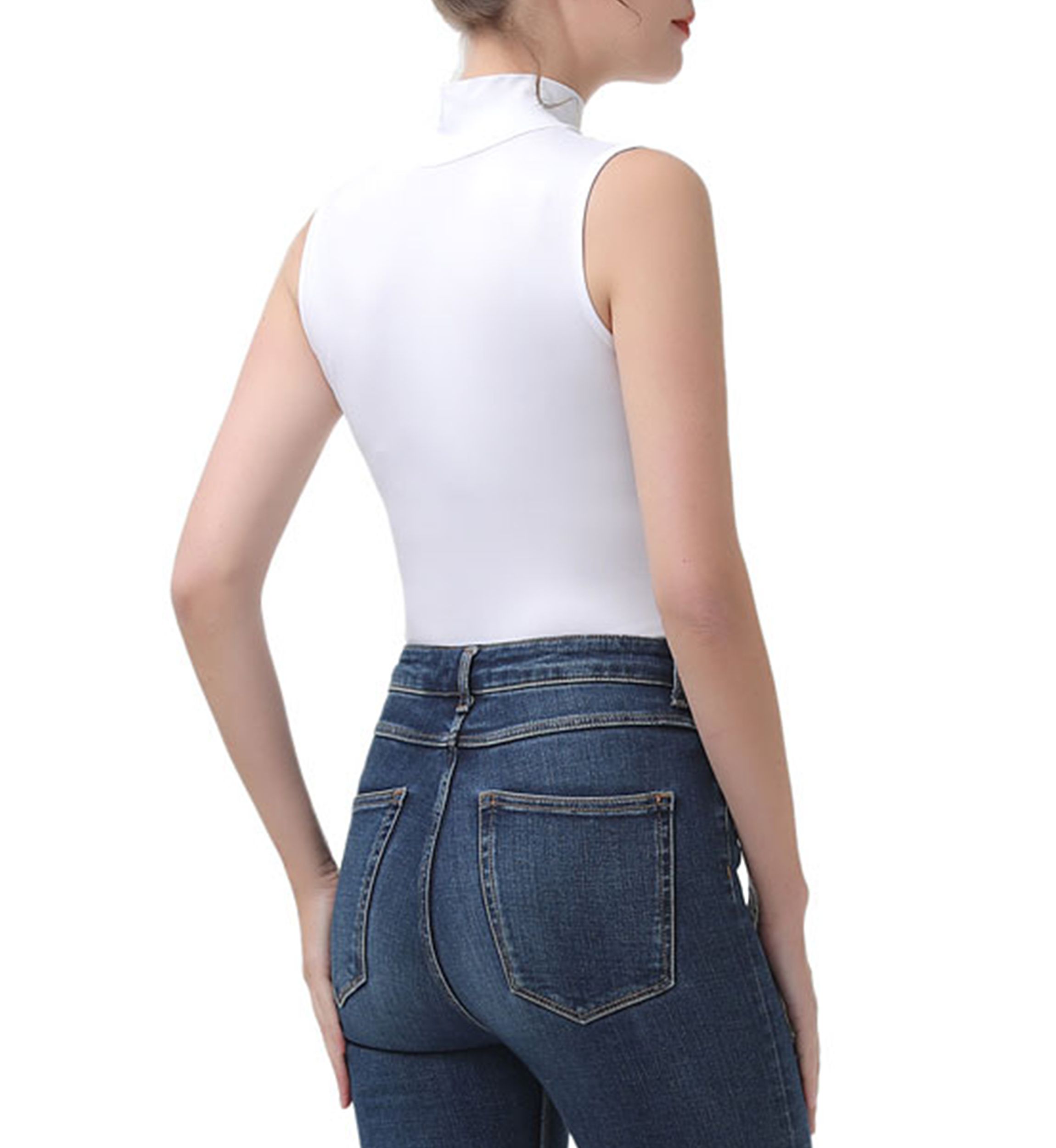 Womens Turtleneck Sleeveless Bodysuit