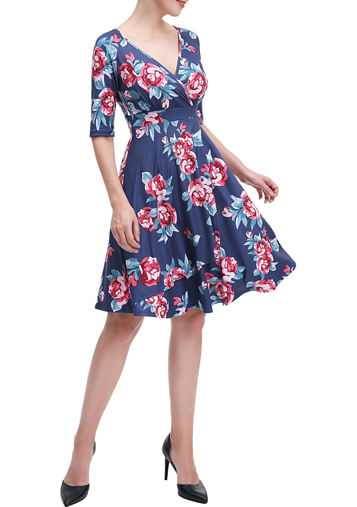 Portia FloralWrap Midi Dress