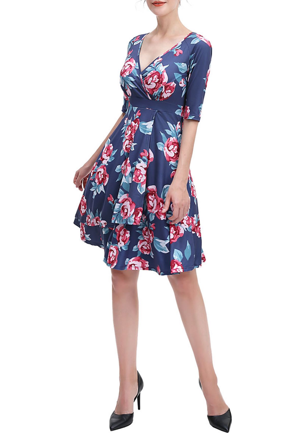 Portia FloralWrap Midi Dress