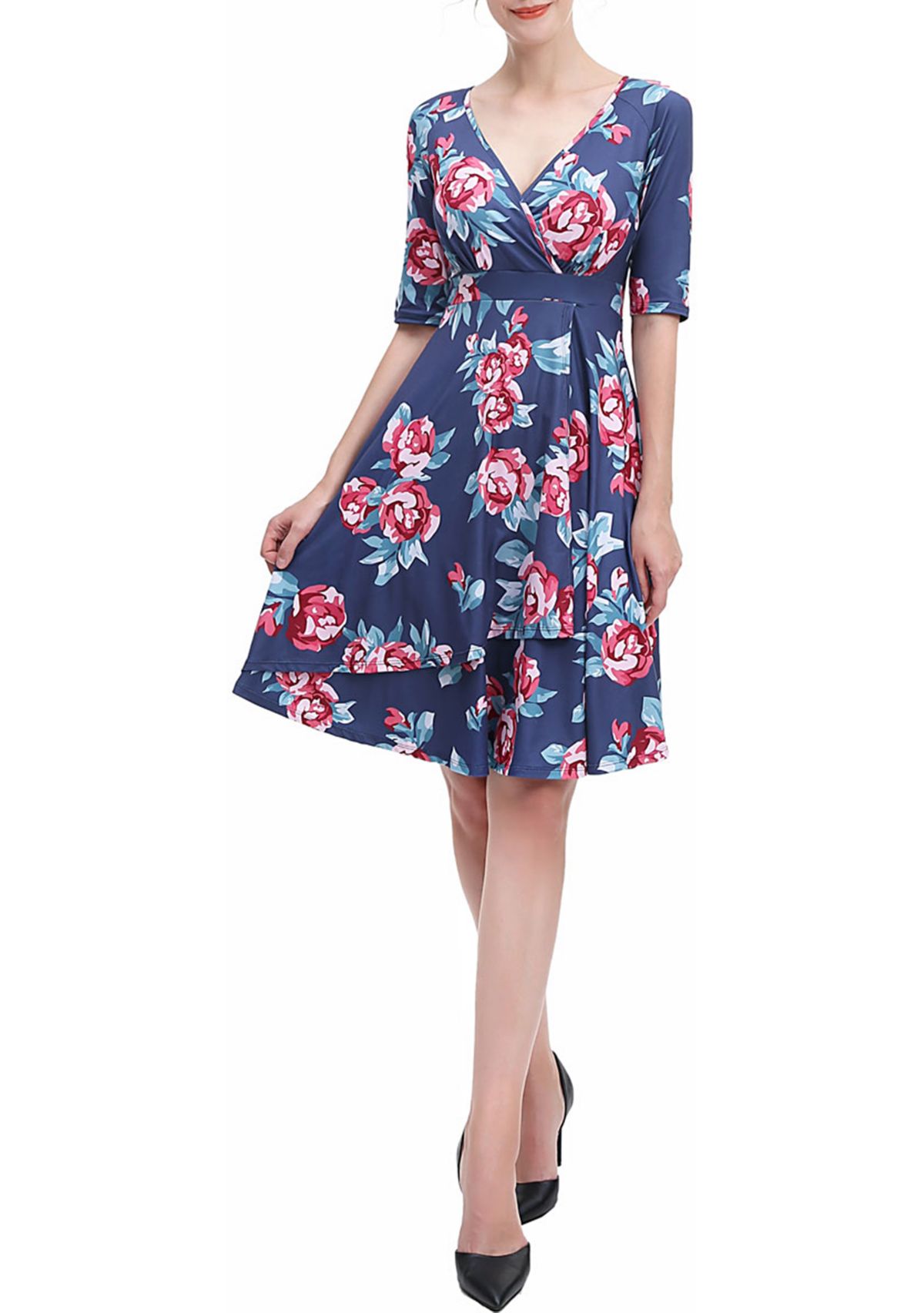 Portia FloralWrap Midi Dress