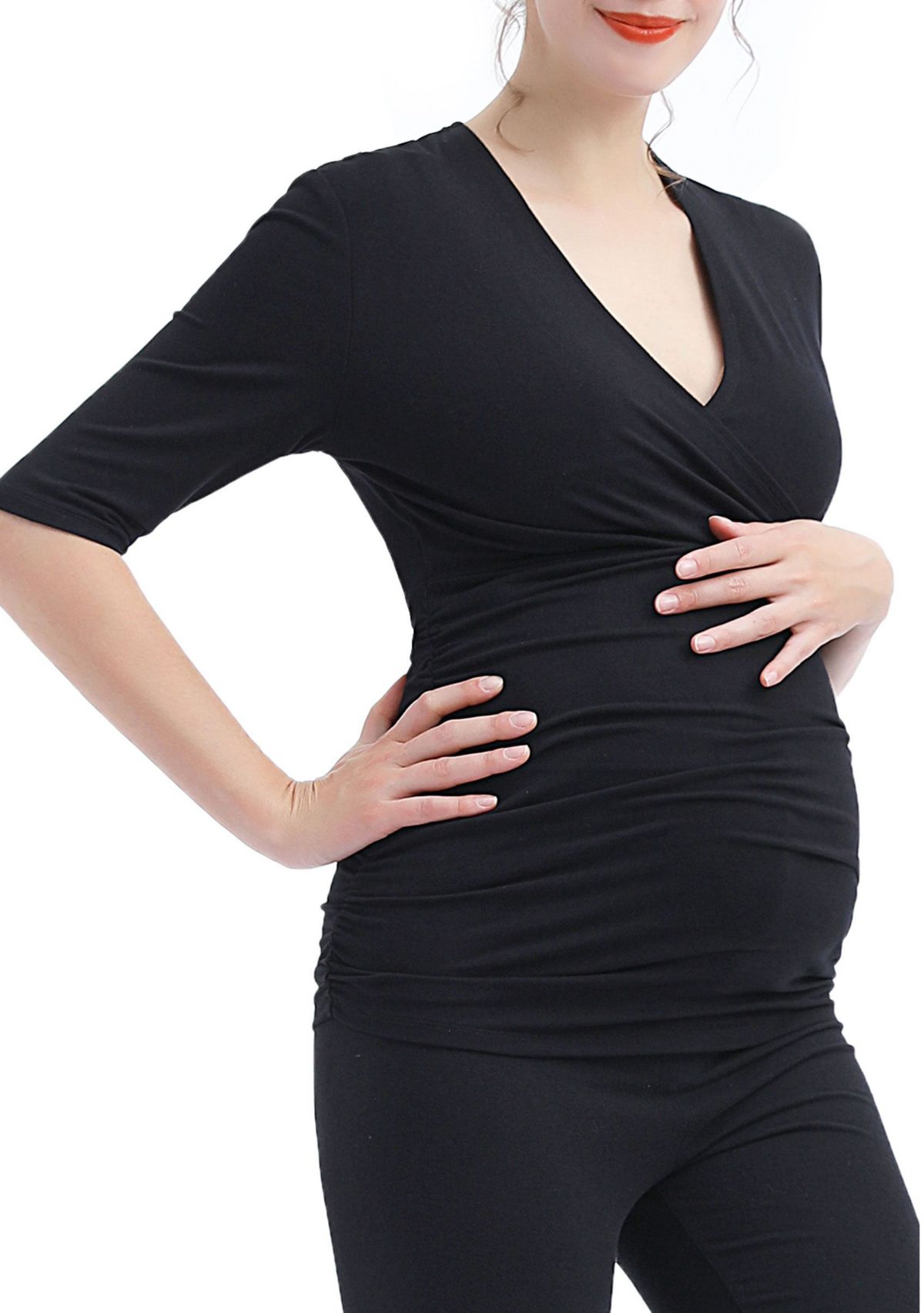 Maternity Essential V Neck Ruched Nursing Top