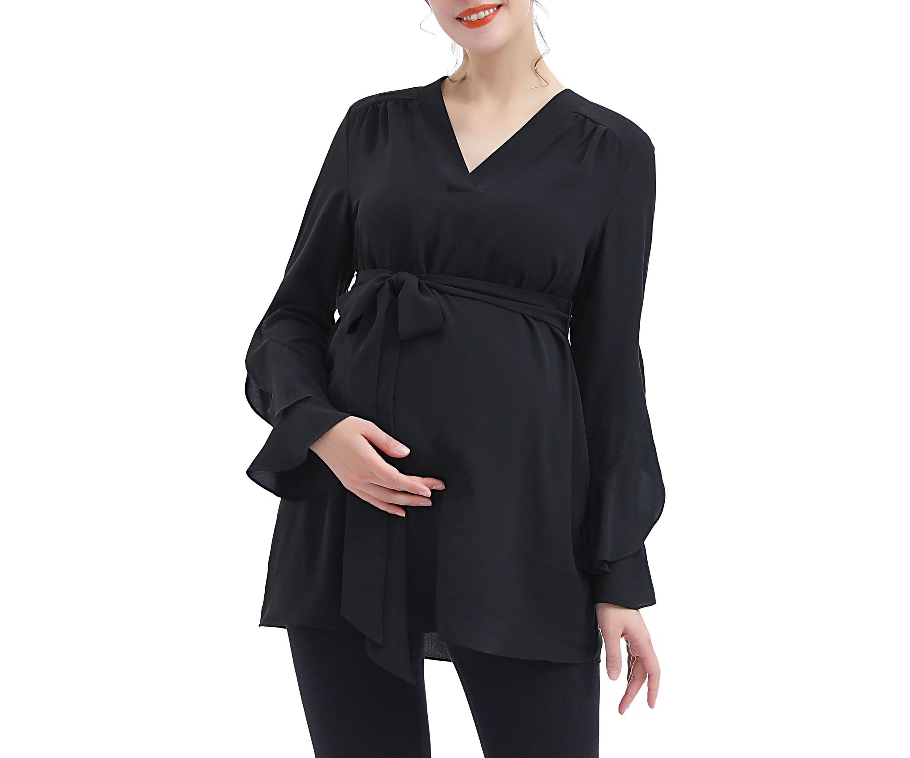 Maternity Kay V-Neck Belted Blouse