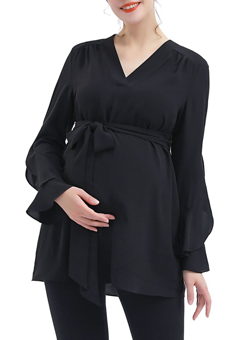 Maternity Kay V-Neck Belted Blouse