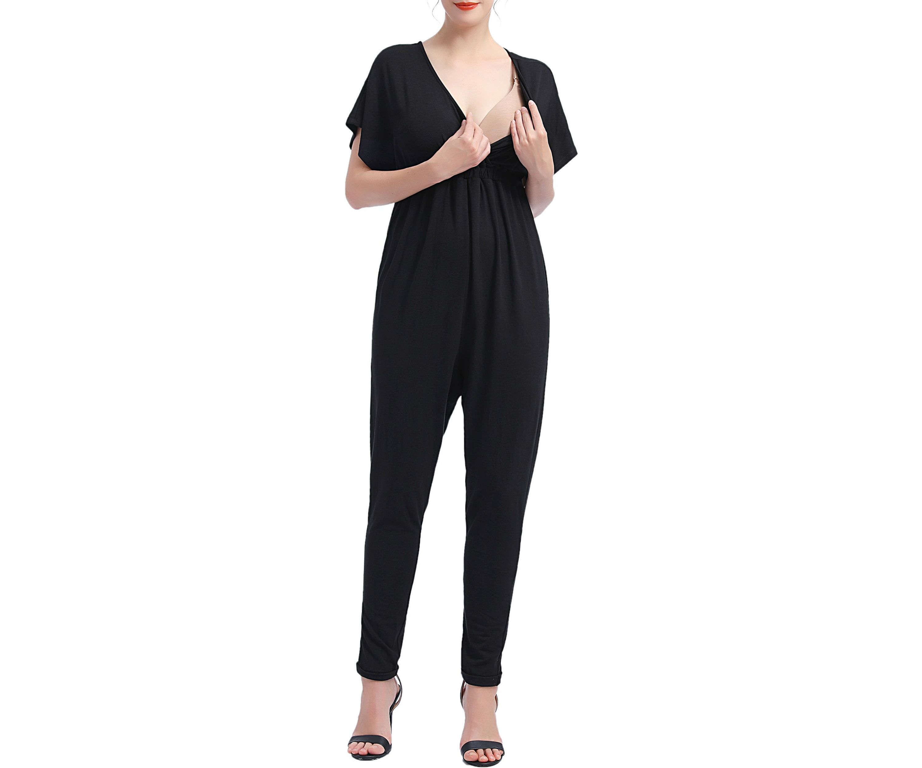 Maternity Lue V-Neck Nursing Jumpsuit