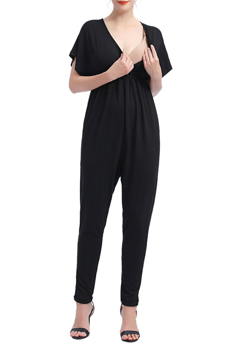 Maternity Lue V-Neck Nursing Jumpsuit