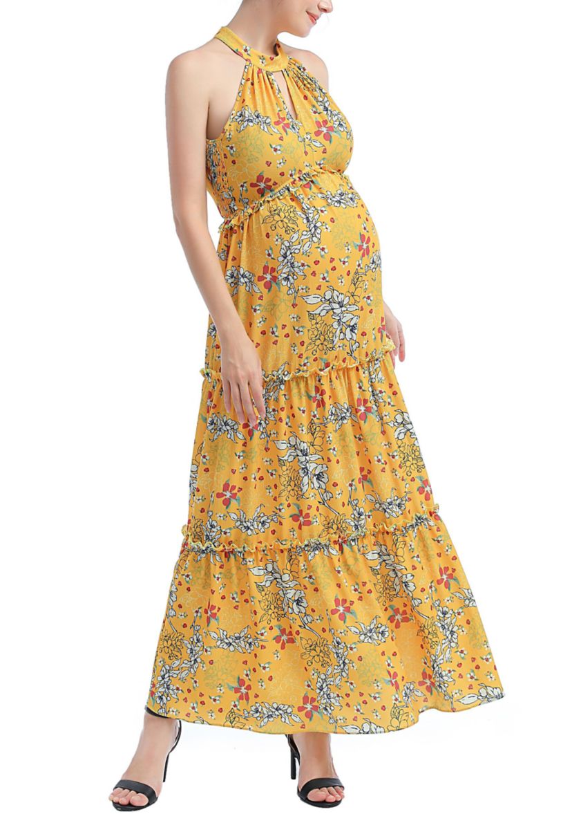 Materity Soleil Floral Print Maxi Dress