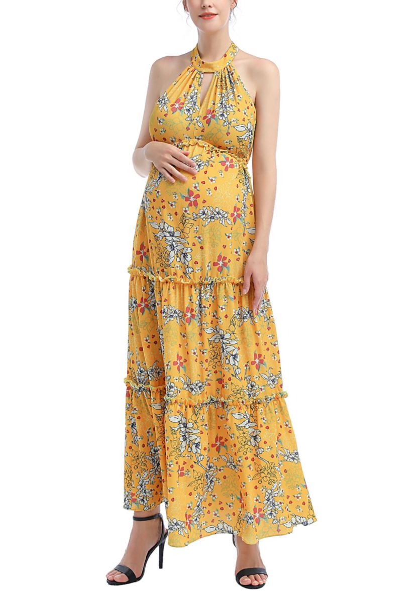 Materity Soleil Floral Print Maxi Dress