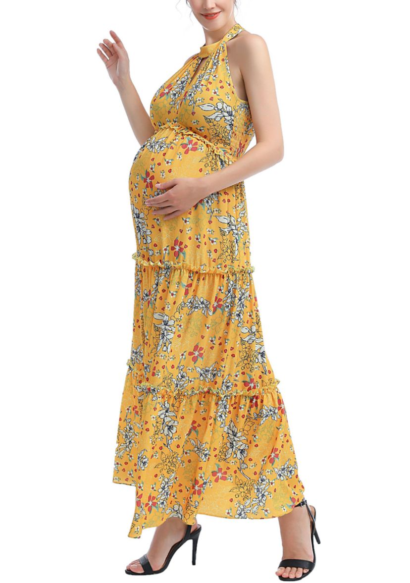 Materity Soleil Floral Print Maxi Dress