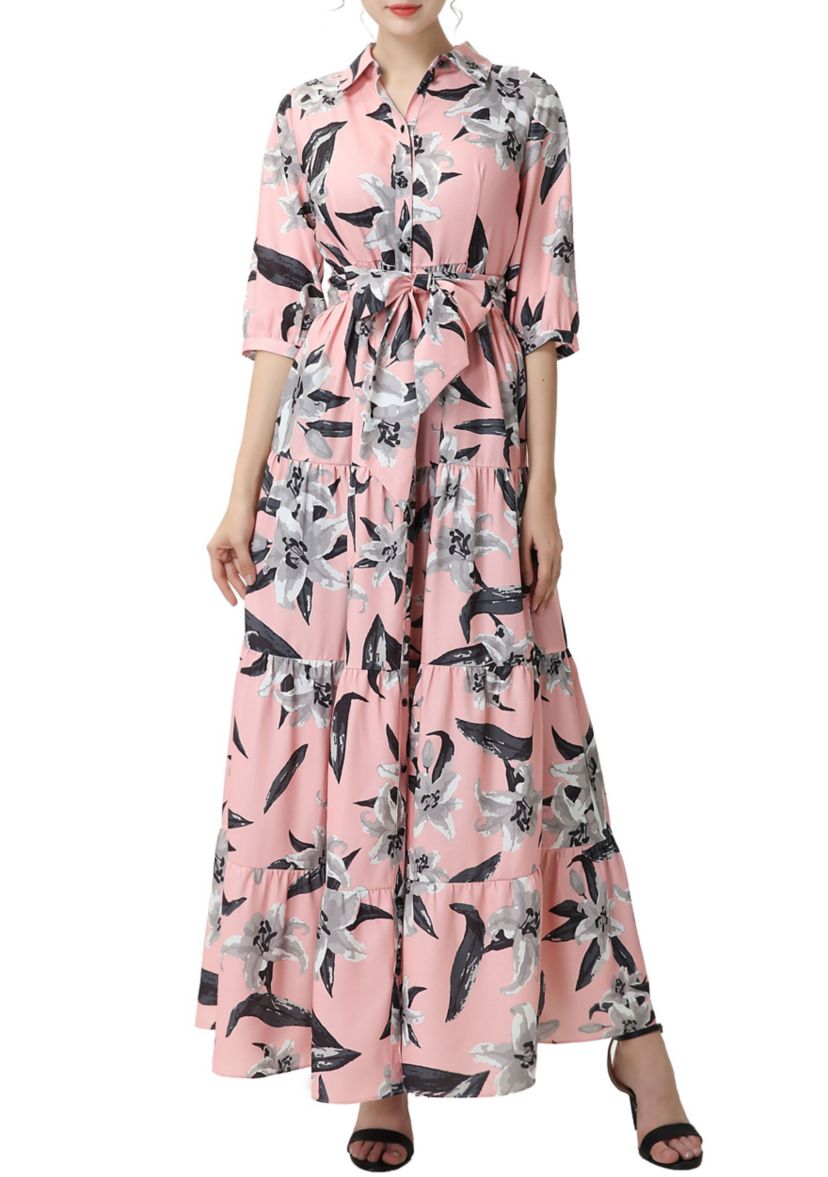 Materity Cora Nursing Maxi Shirt Dress