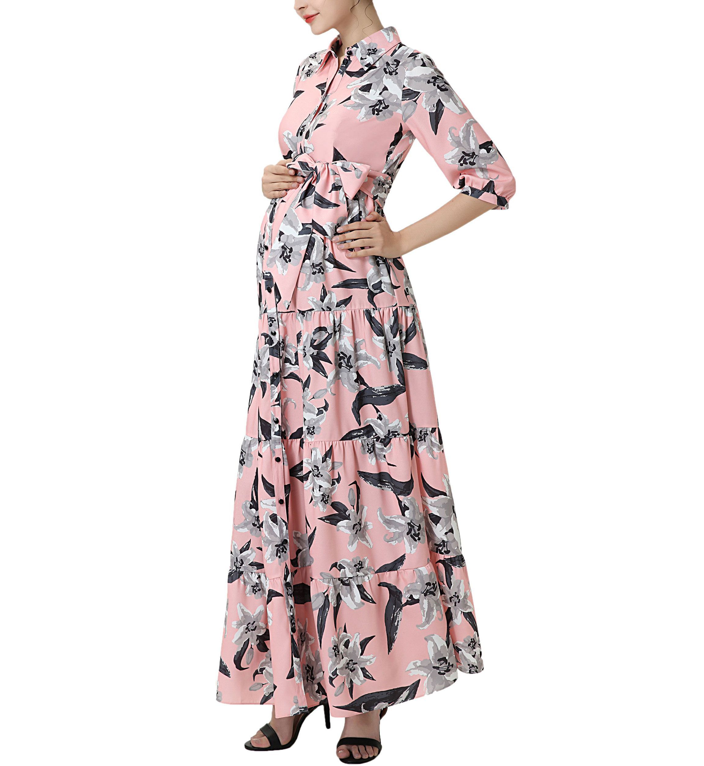 Materity Cora Nursing Maxi Shirt Dress