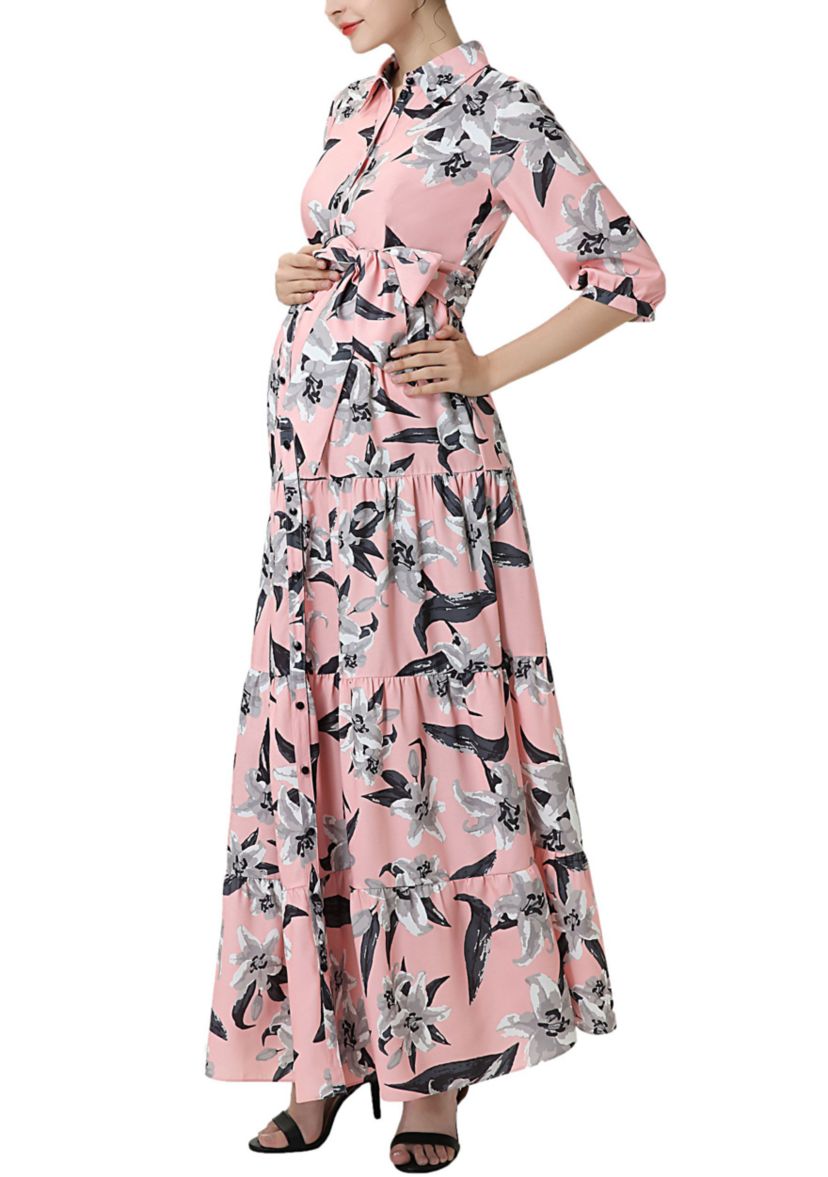 Materity Cora Nursing Maxi Shirt Dress