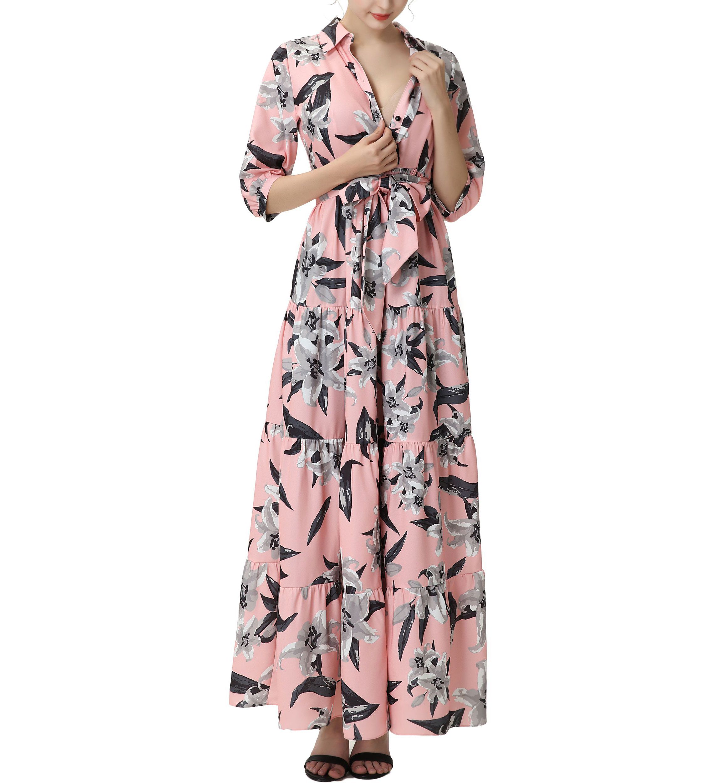 Materity Cora Nursing Maxi Shirt Dress