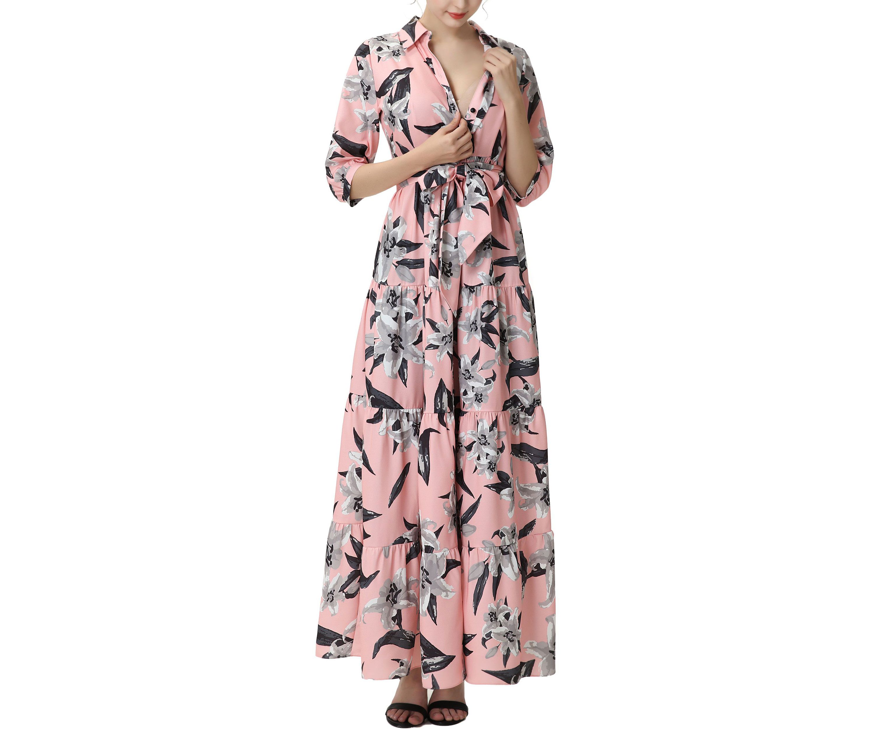 Materity Cora Nursing Maxi Shirt Dress