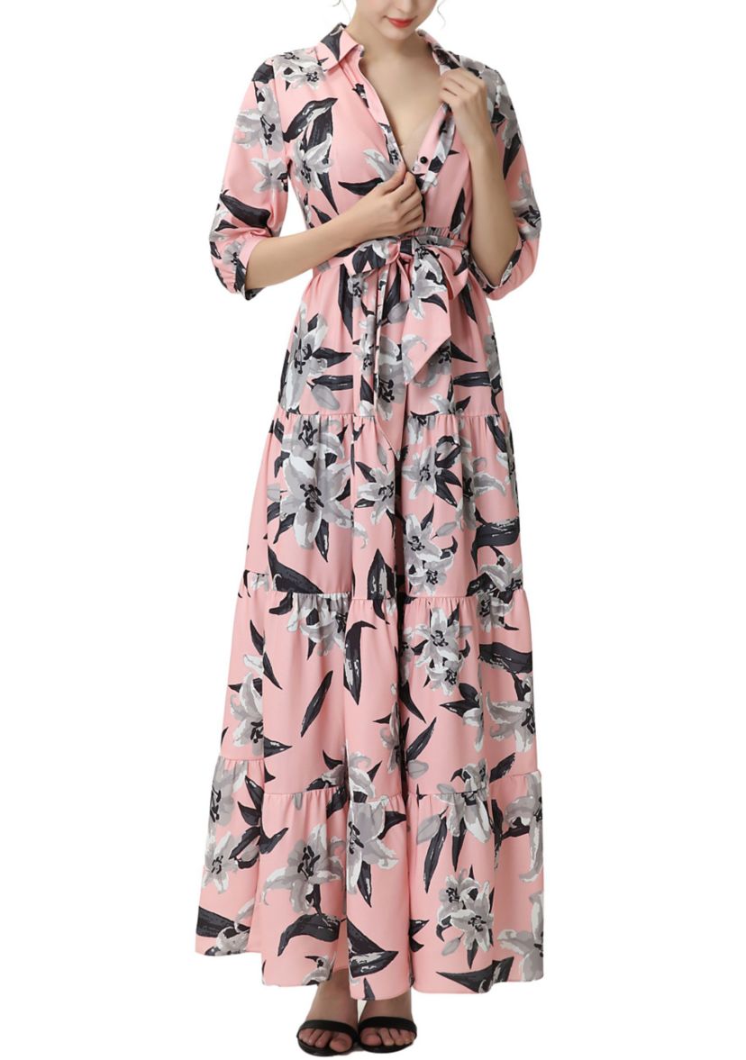 Materity Cora Nursing Maxi Shirt Dress