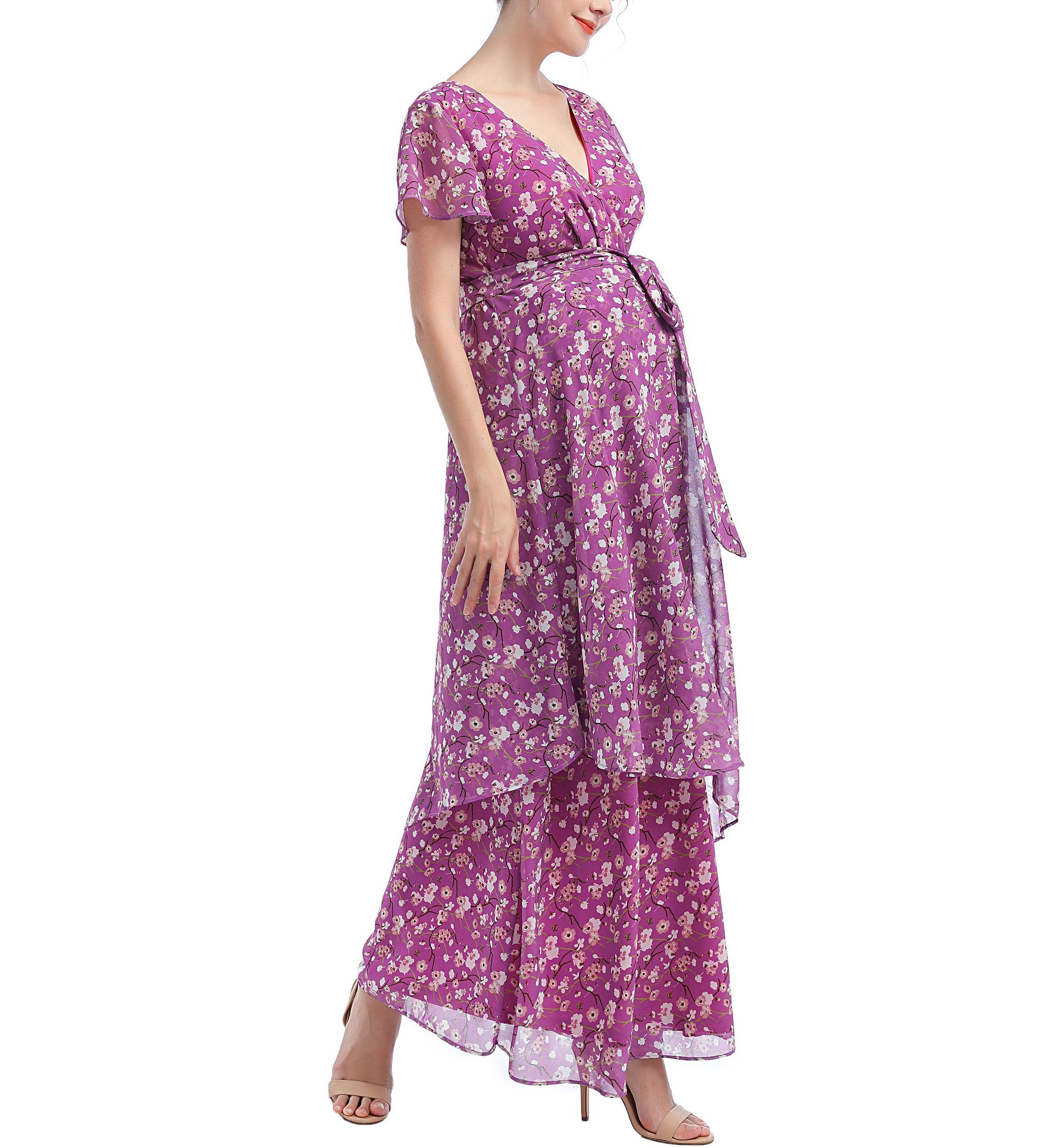 Materity Jolene Faux Wrap Chiffon Maxi Dress