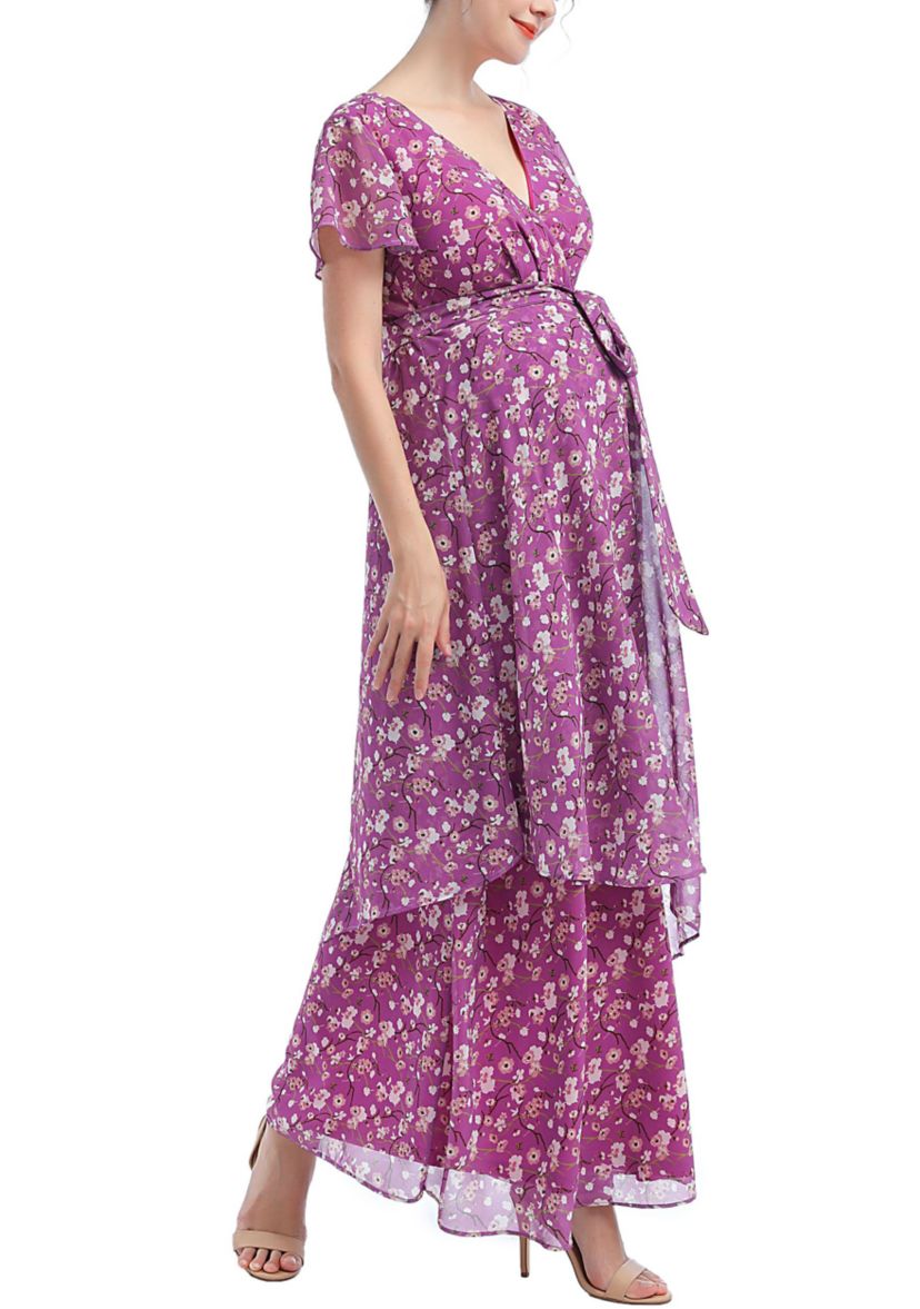 Materity Jolene Faux Wrap Chiffon Maxi Dress