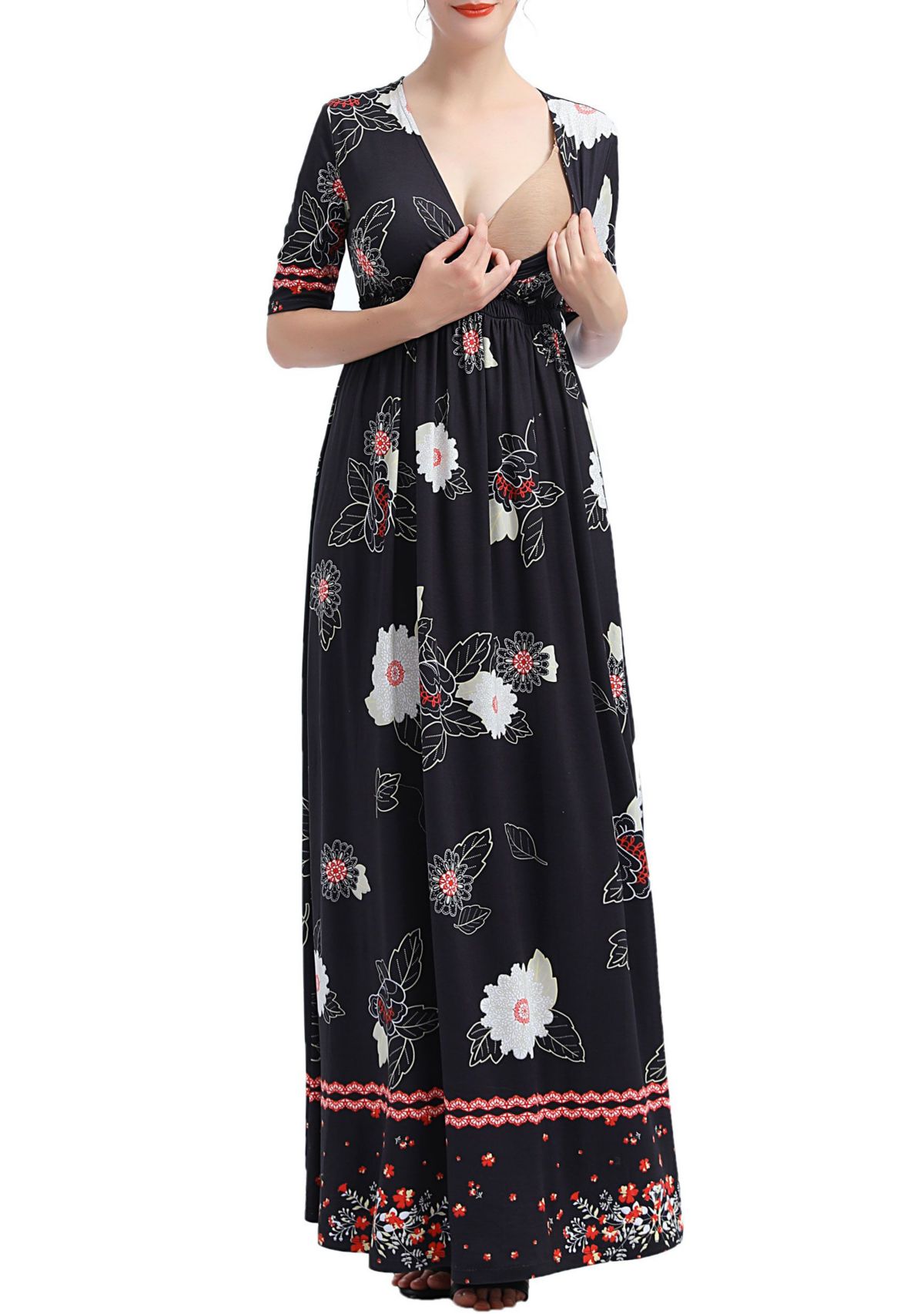 Materity Eira V-Neck Maxi Nursing Dress