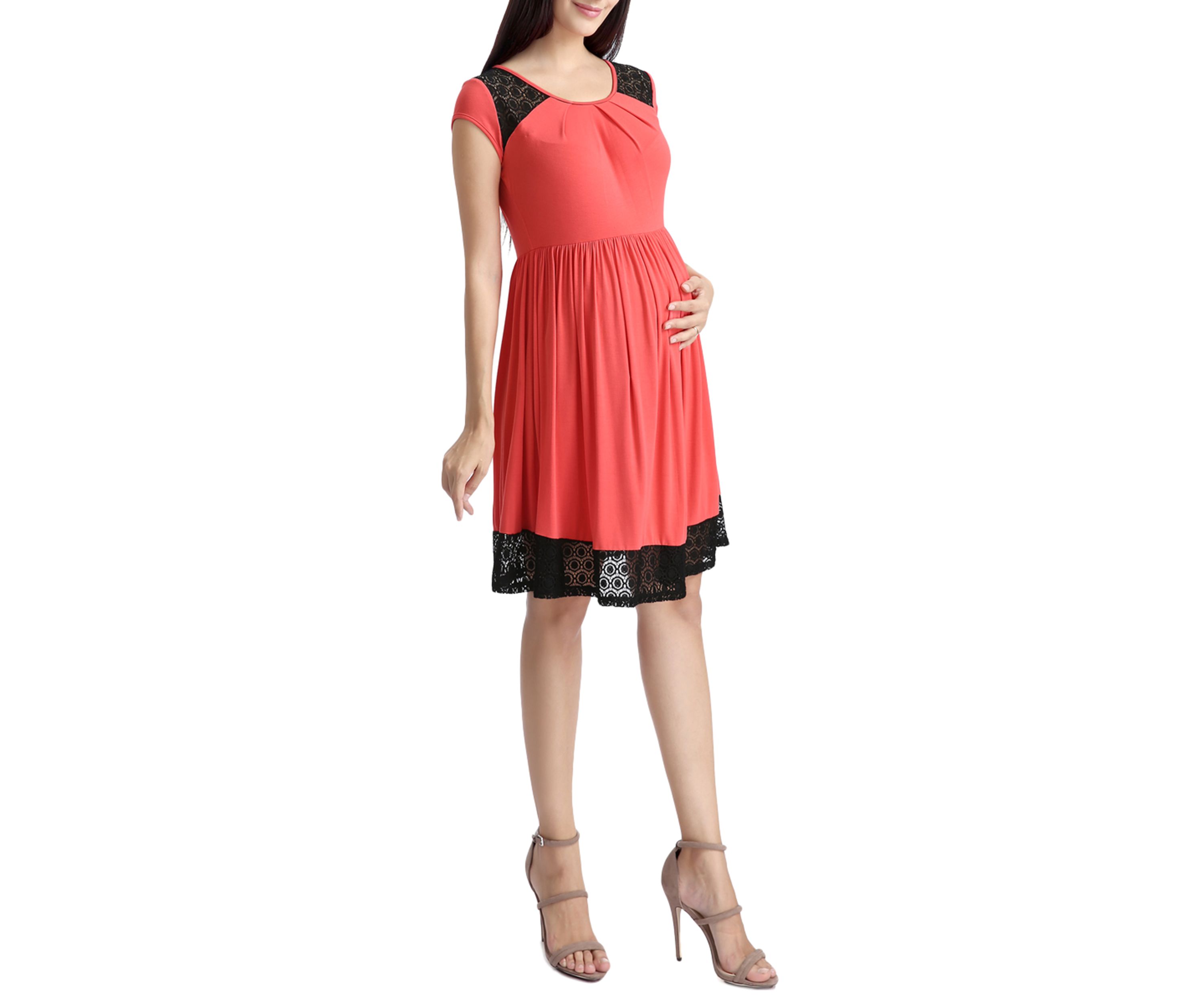 Maternity Lacey Accent Skater Dress