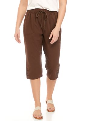 womens cotton pull on capris
