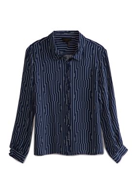 Donna Karan Women's Covered Button Front Woven Shirt