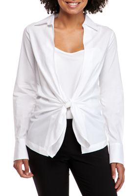 Donna Karan Women's Tie Front Woven Shirt