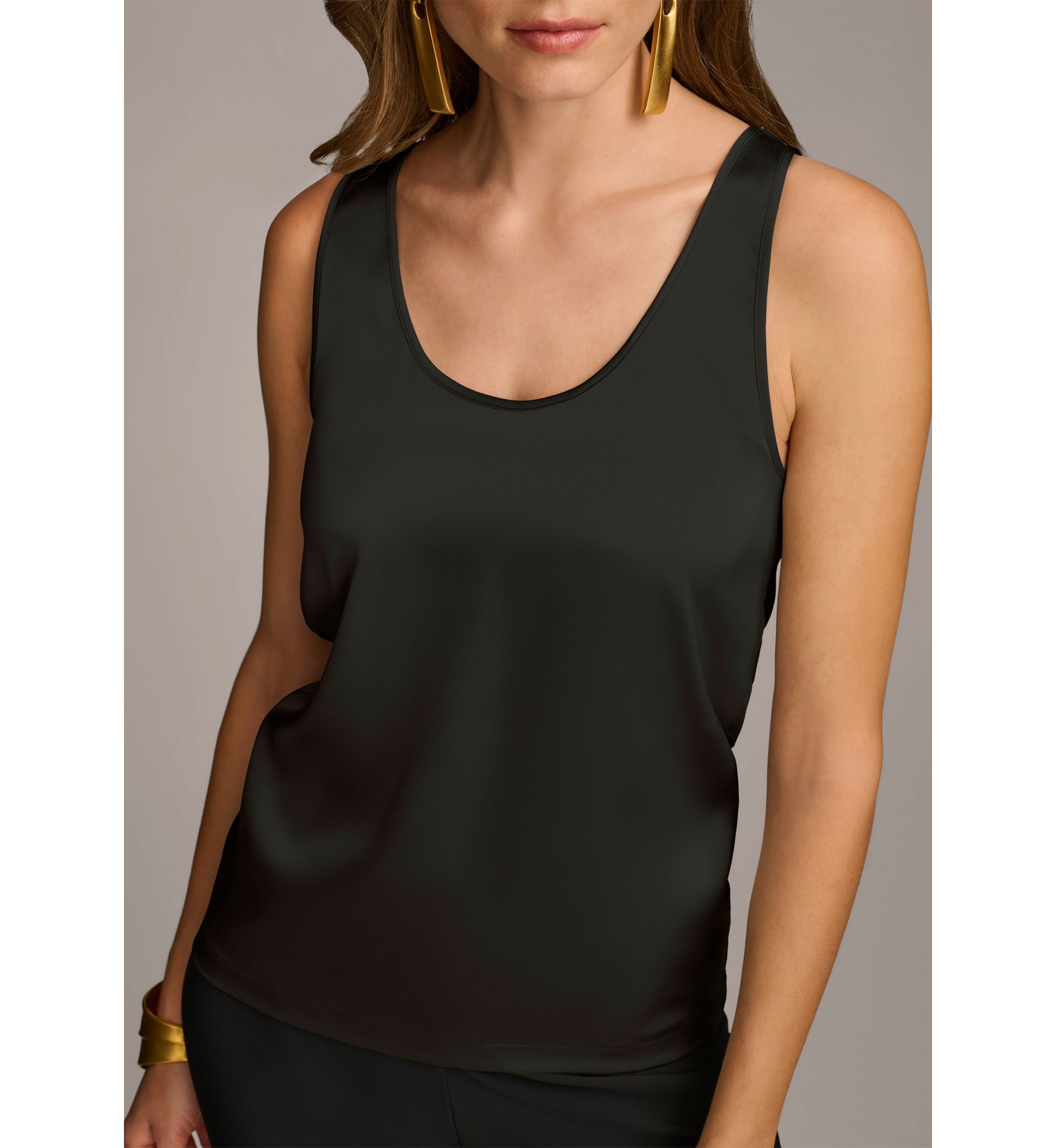 Womens Solid Scoop Neck Tank Top