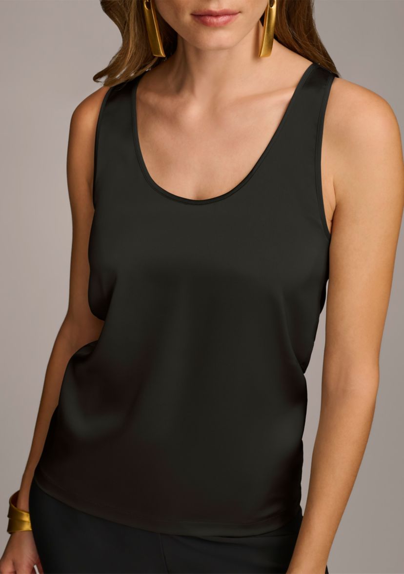 Womens Solid Scoop Neck Tank Top