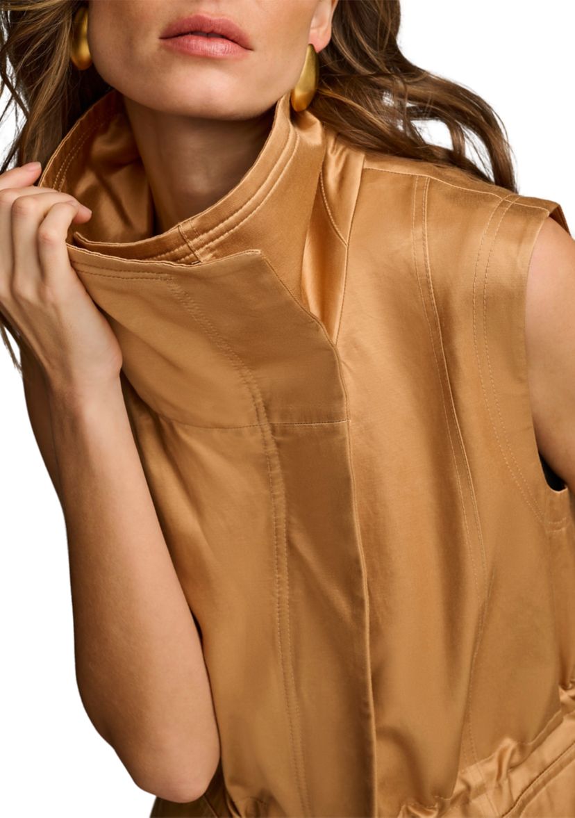 Womens Ruched Waist Metallic Vest 
