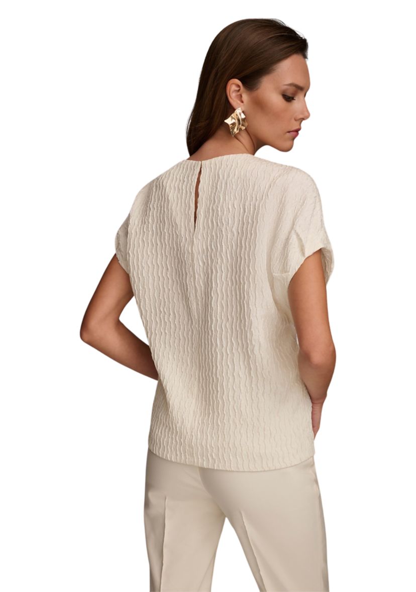 Womens Textured Split Neck Blouse 