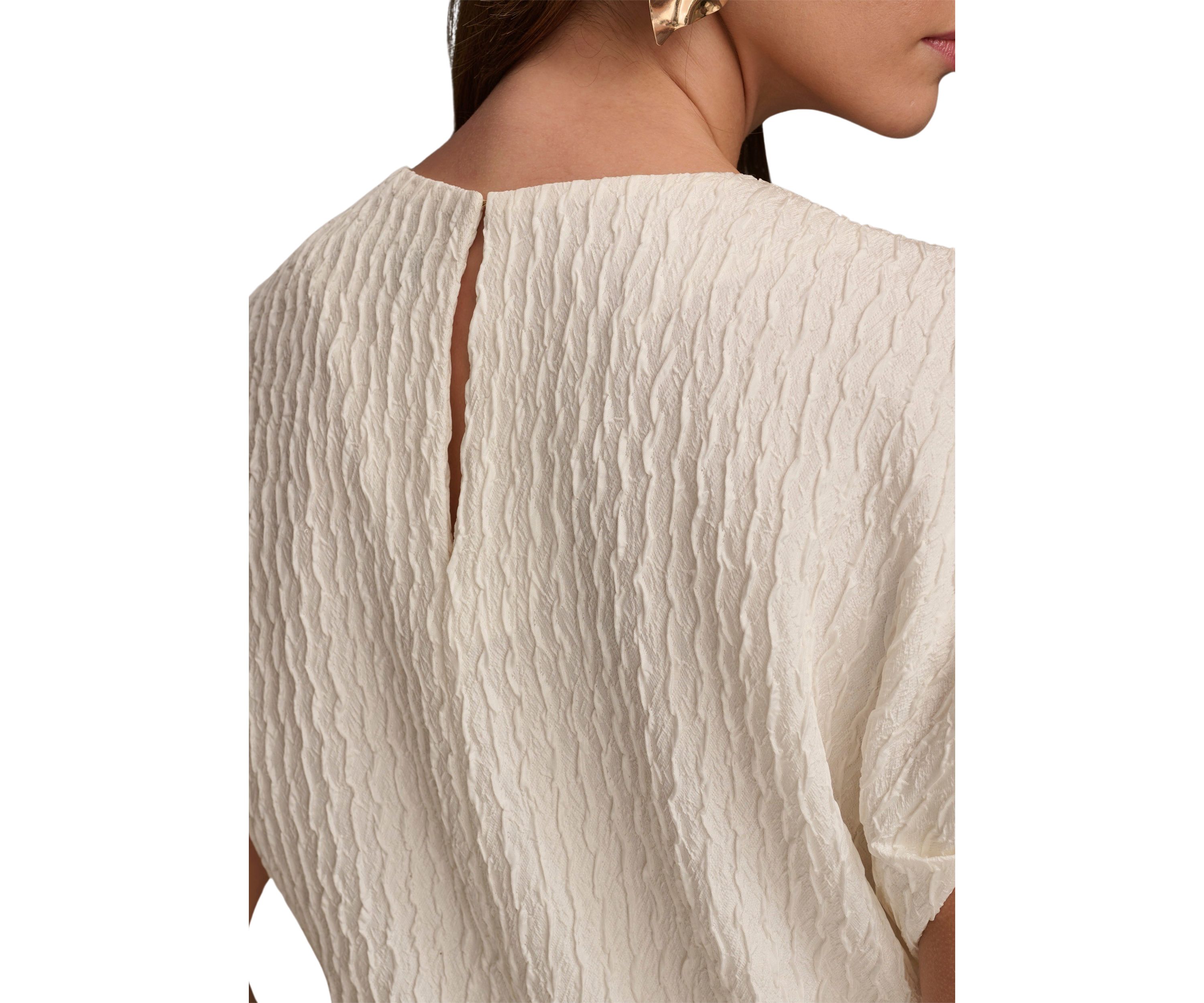Womens Textured Split Neck Blouse 