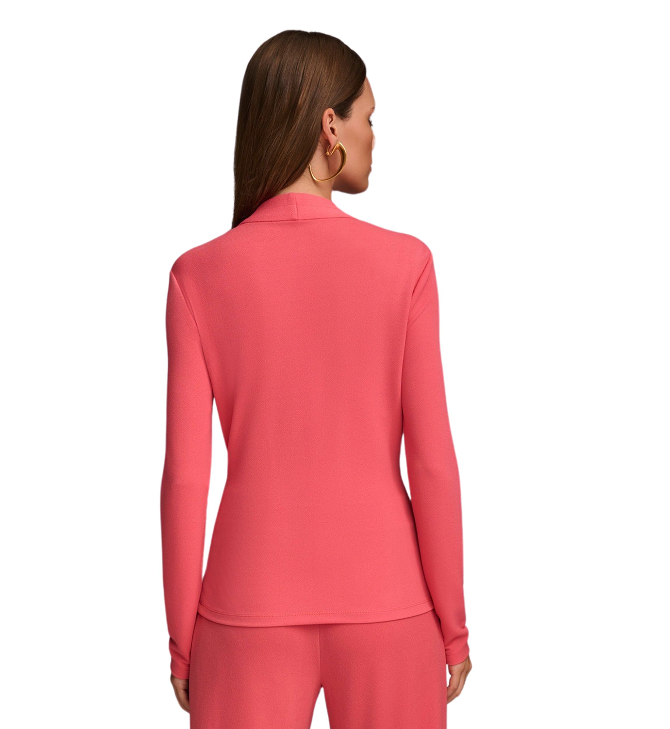 Womens Long Sleeve Wrap Front Front Hardware Top 