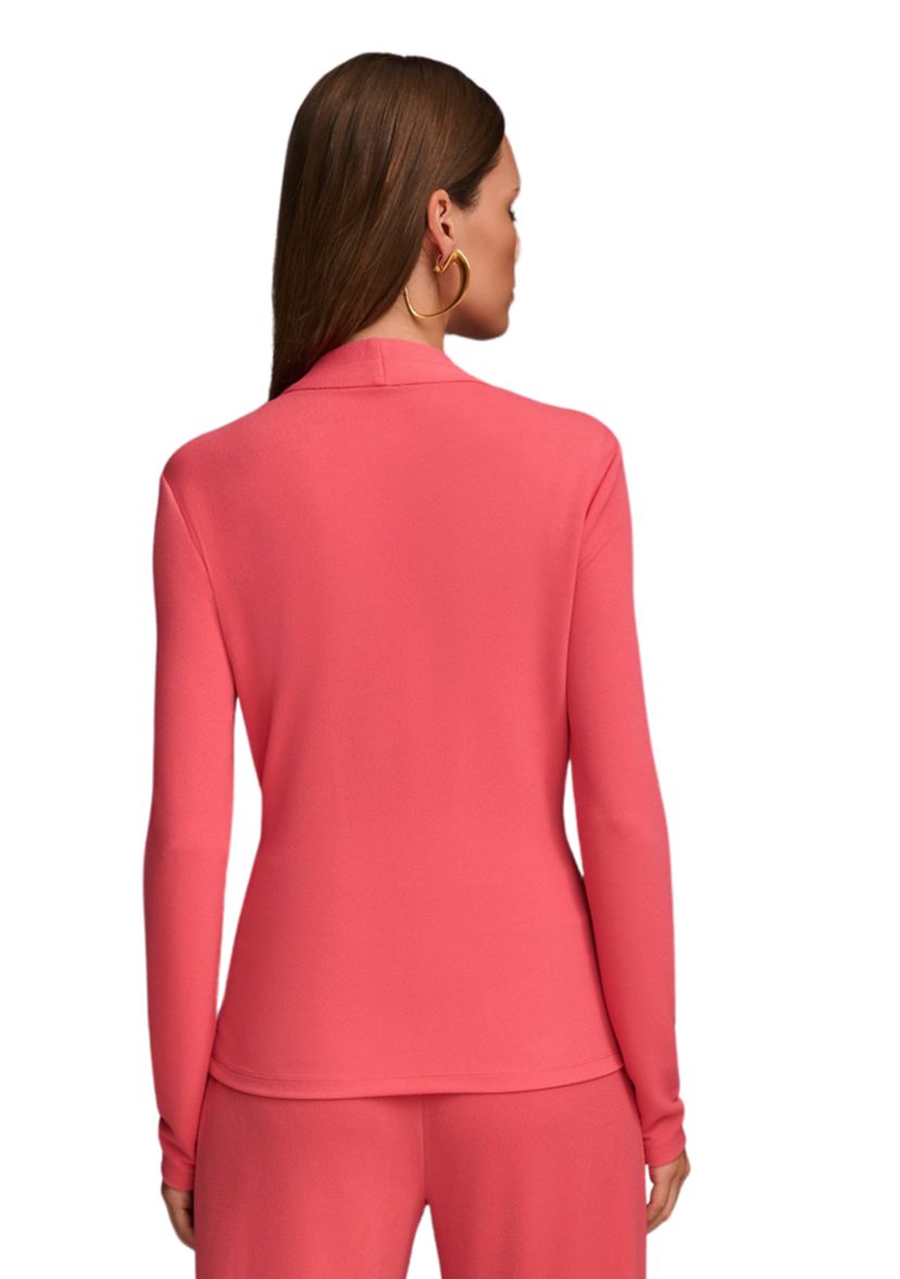 Womens Long Sleeve Wrap Front Front Hardware Top 