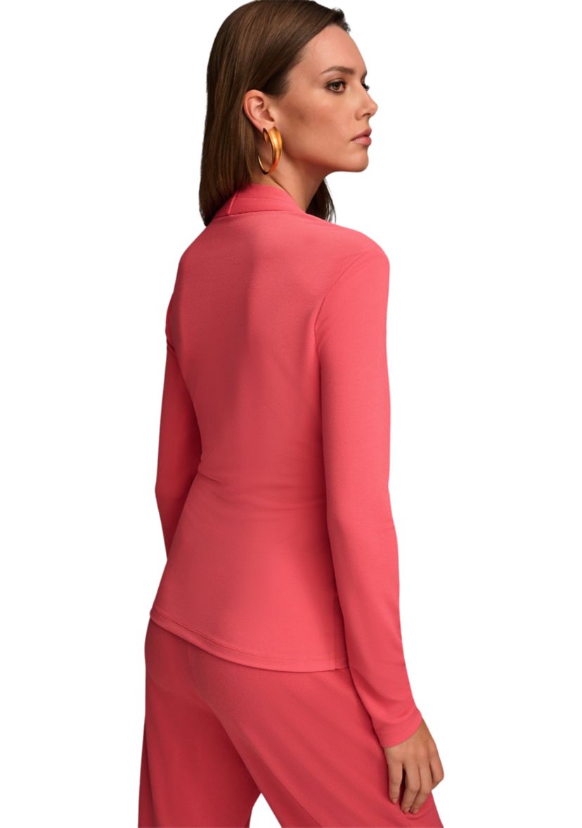Womens Long Sleeve Wrap Front Front Hardware Top 