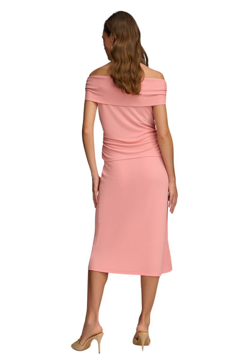 Womens Off the Shoulder Side Ruched Knit Top