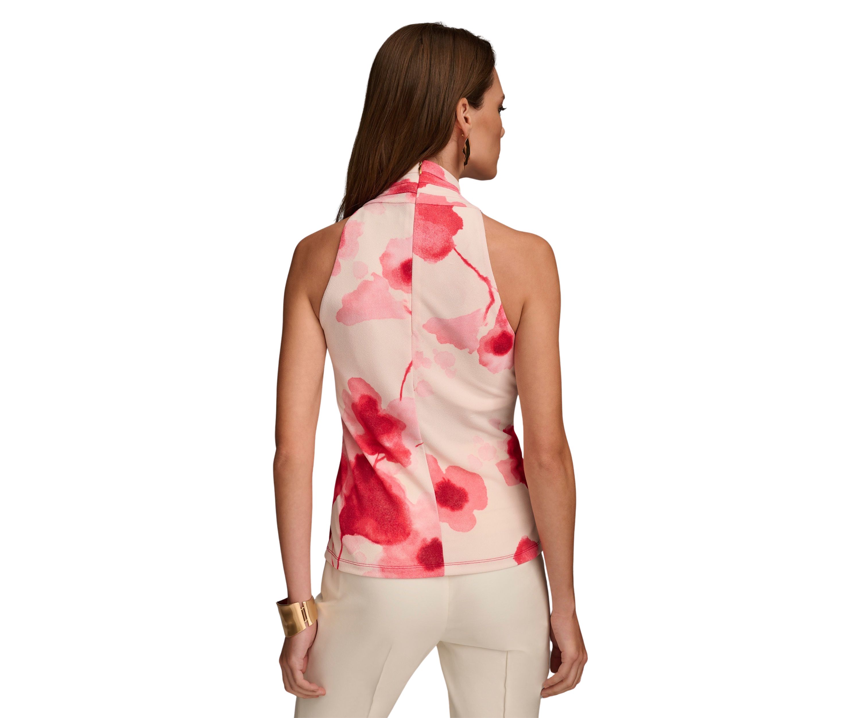 Womens Sleeveless Printed Halter Neck Blouse