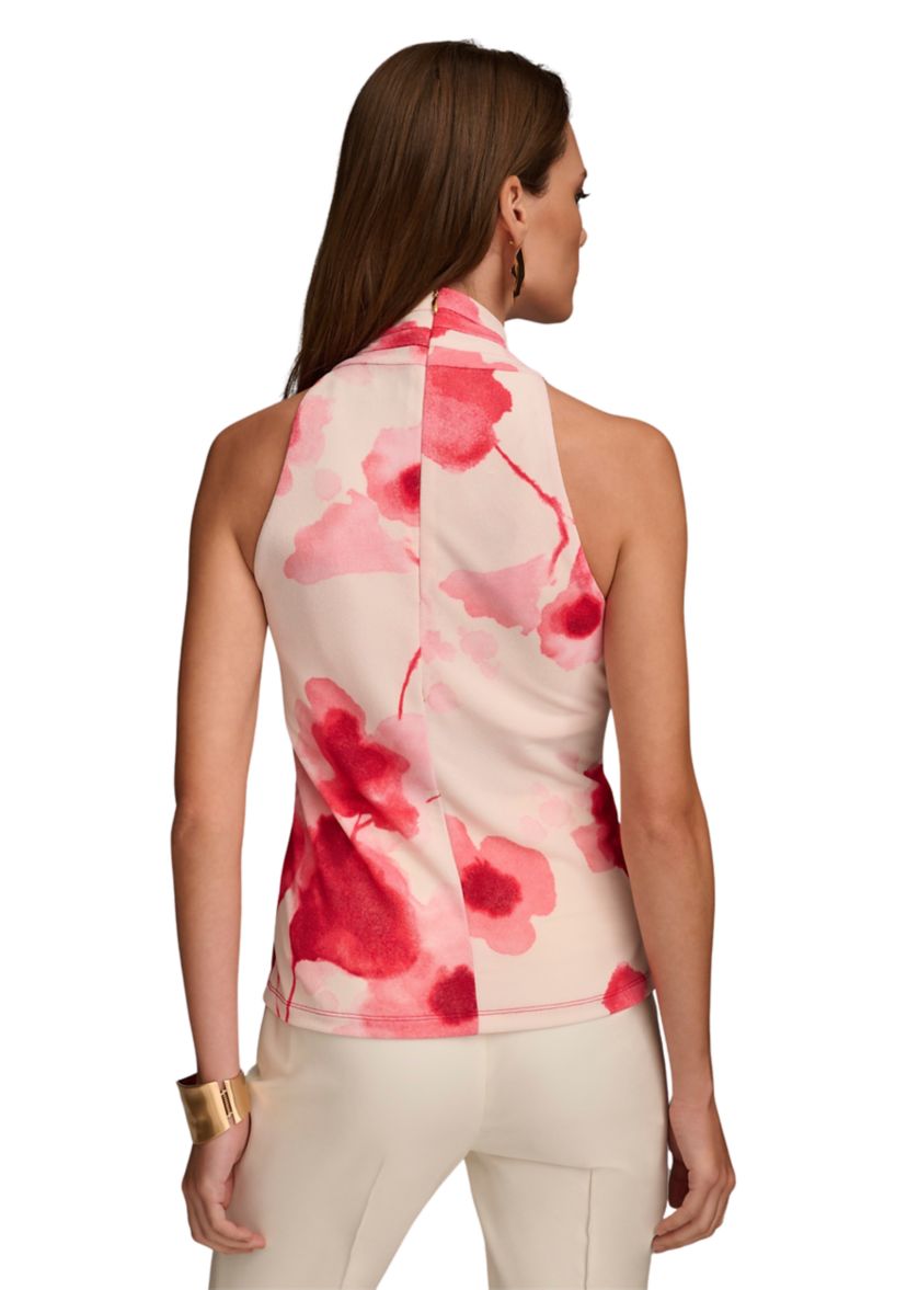 Womens Sleeveless Printed Halter Neck Blouse
