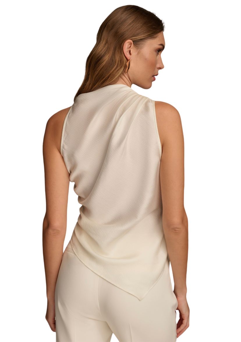 Womens Sleeveless Asymmetrical Ruch Blouse