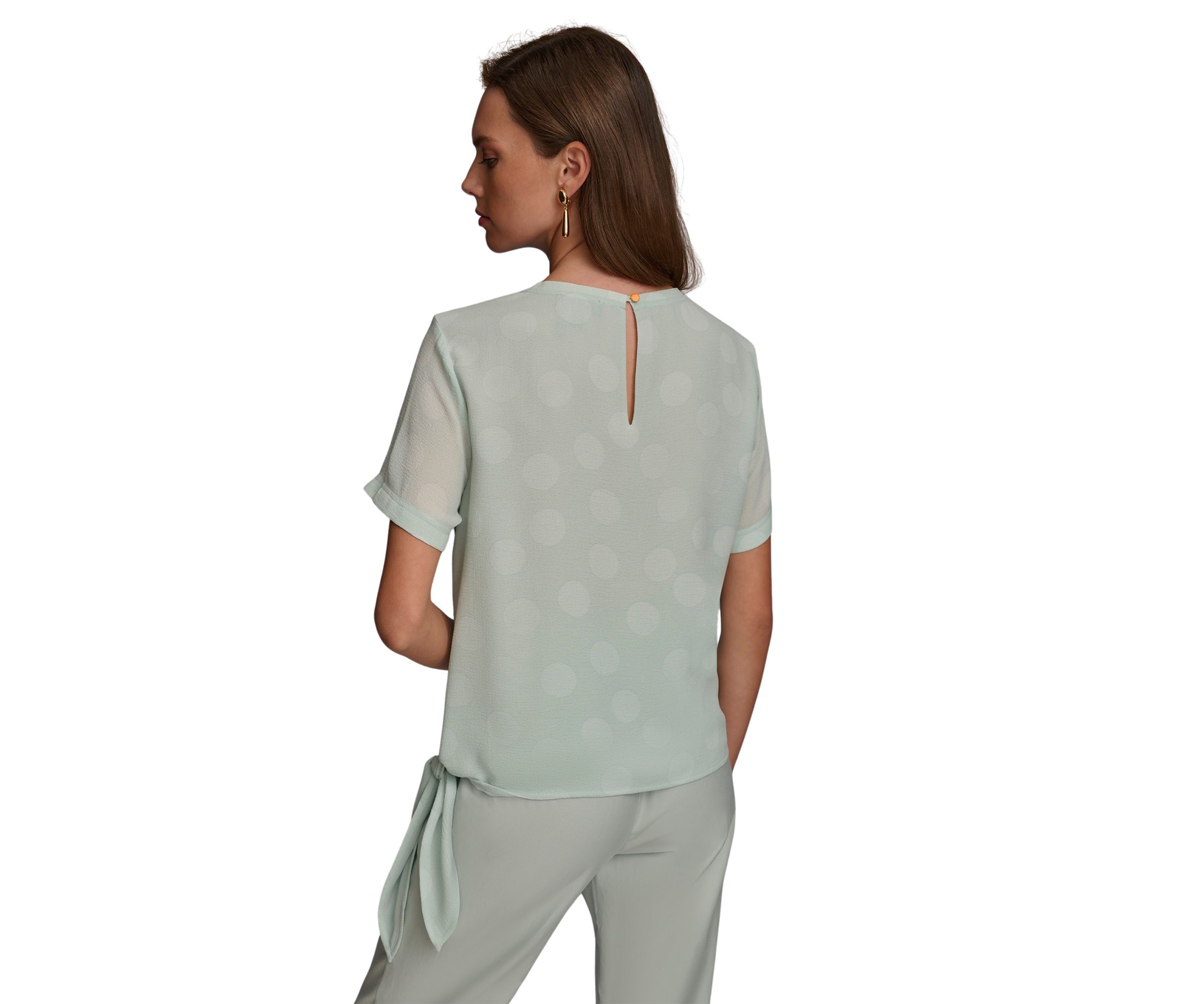 Womens Tie Detail Dot Printed Blouse