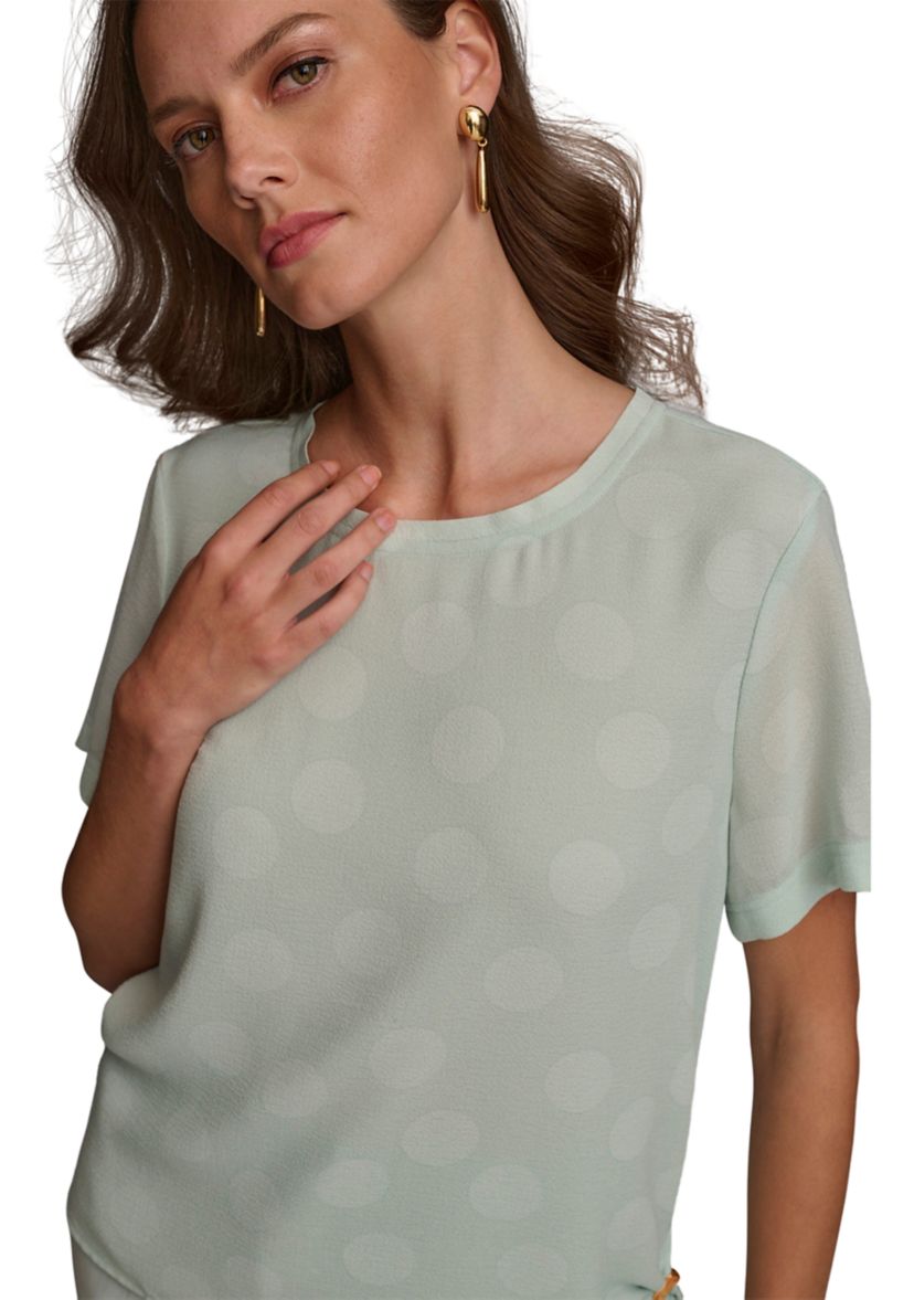 Womens Tie Detail Dot Printed Blouse