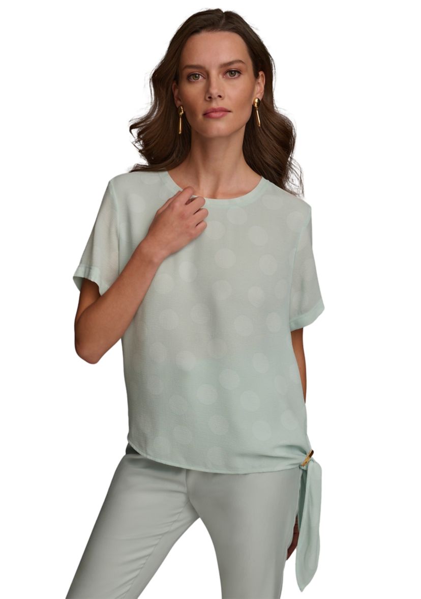 Womens Tie Detail Dot Printed Blouse