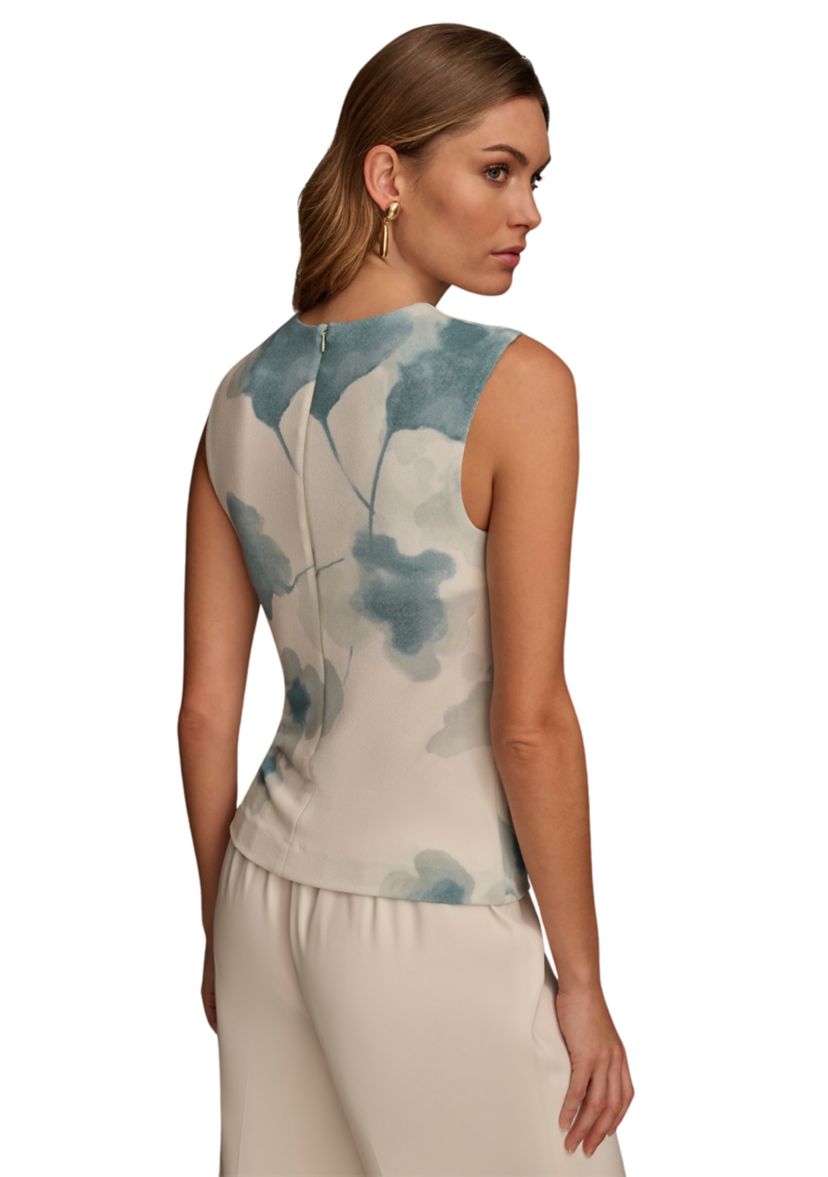 Womens Printed Sleeveless Side Tie Top