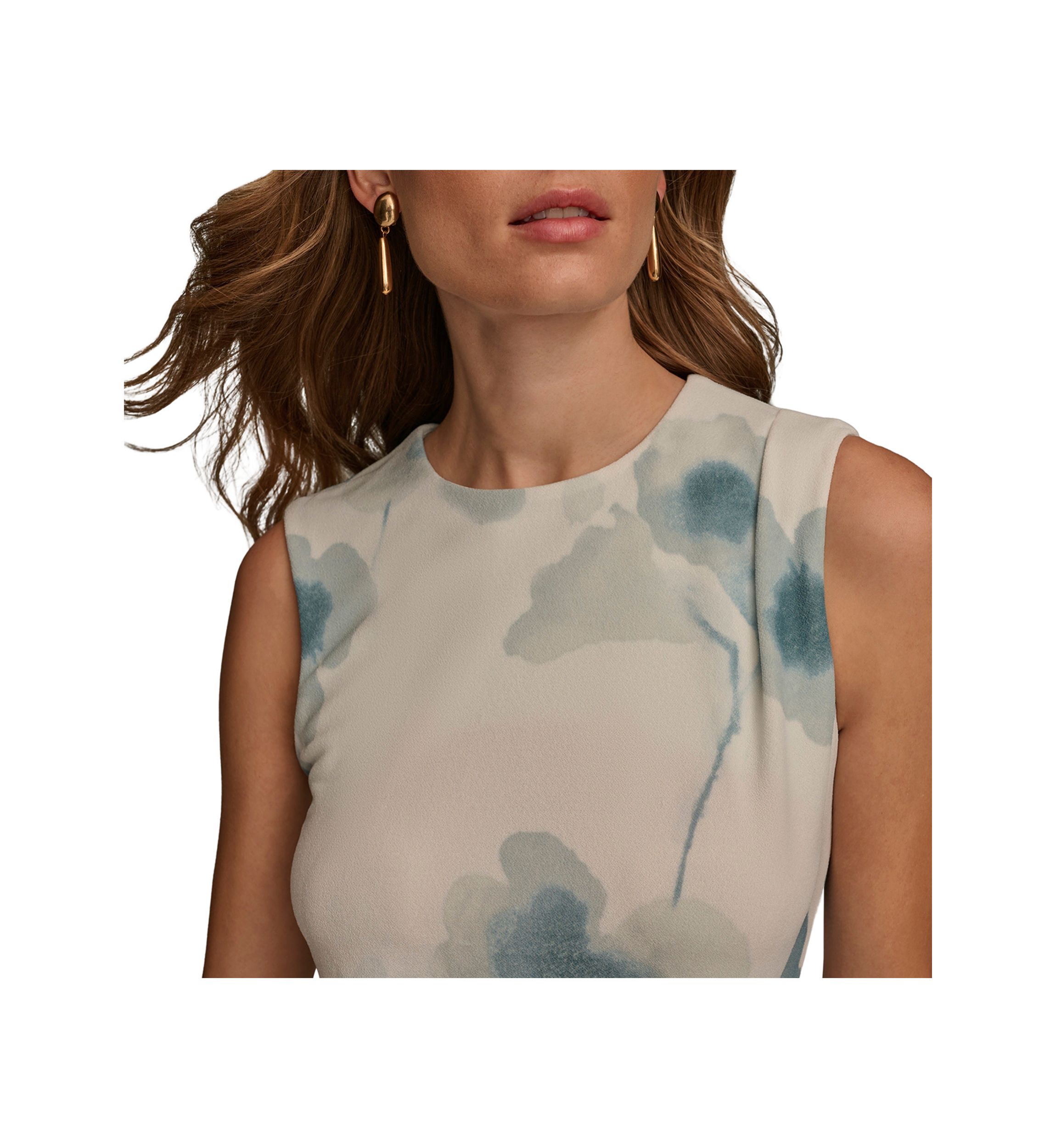 Womens Printed Sleeveless Side Tie Top