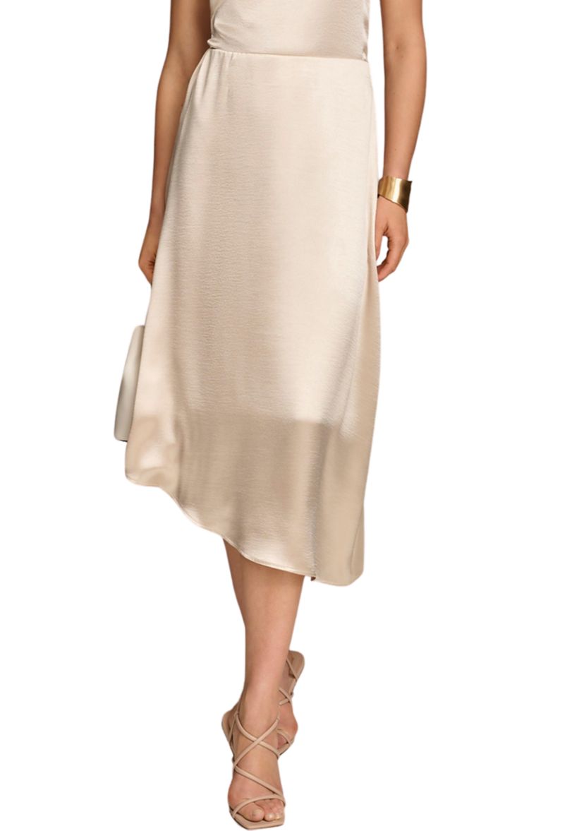 Womens Asymmetrical Satin A-Line Skirt