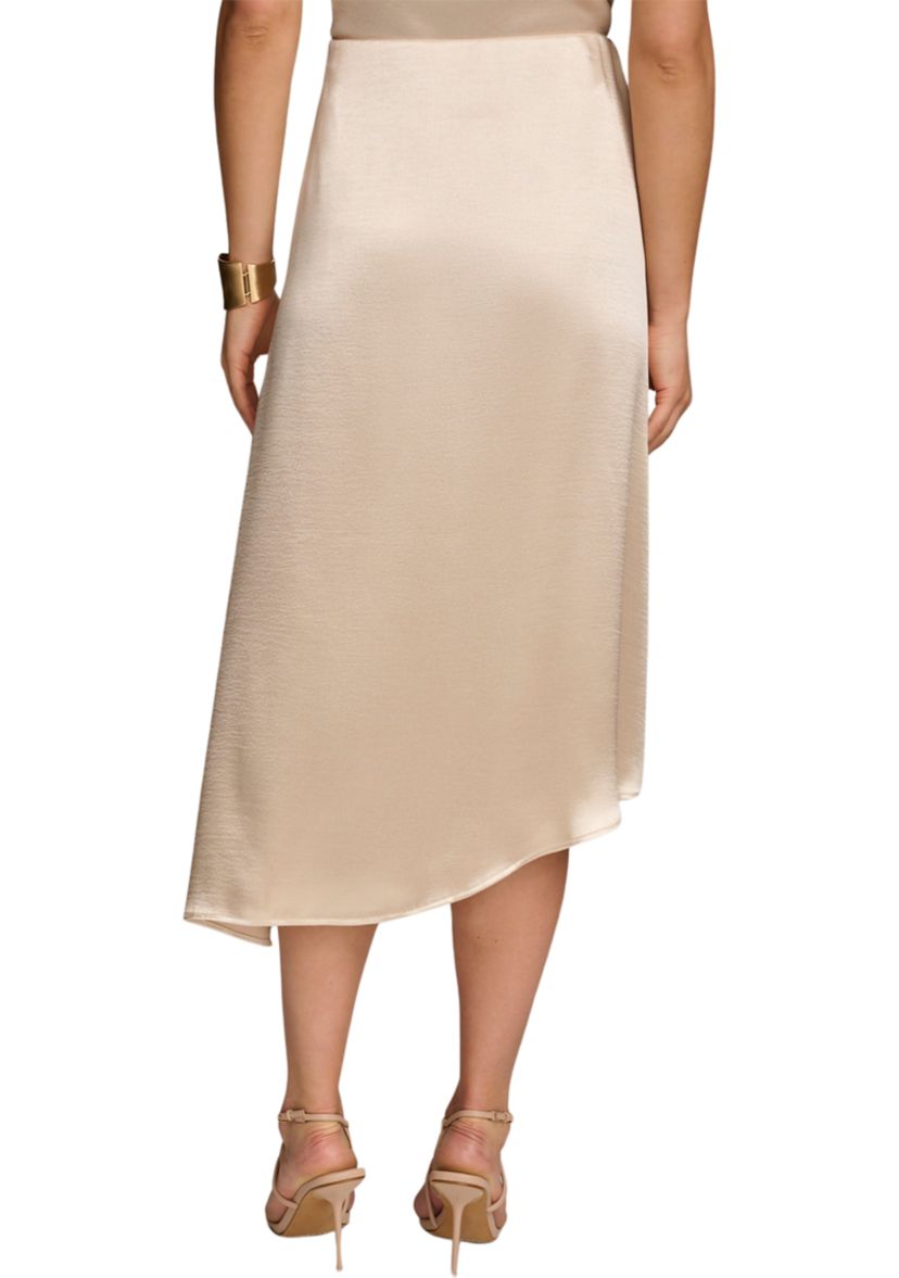 Womens Asymmetrical Satin A-Line Skirt