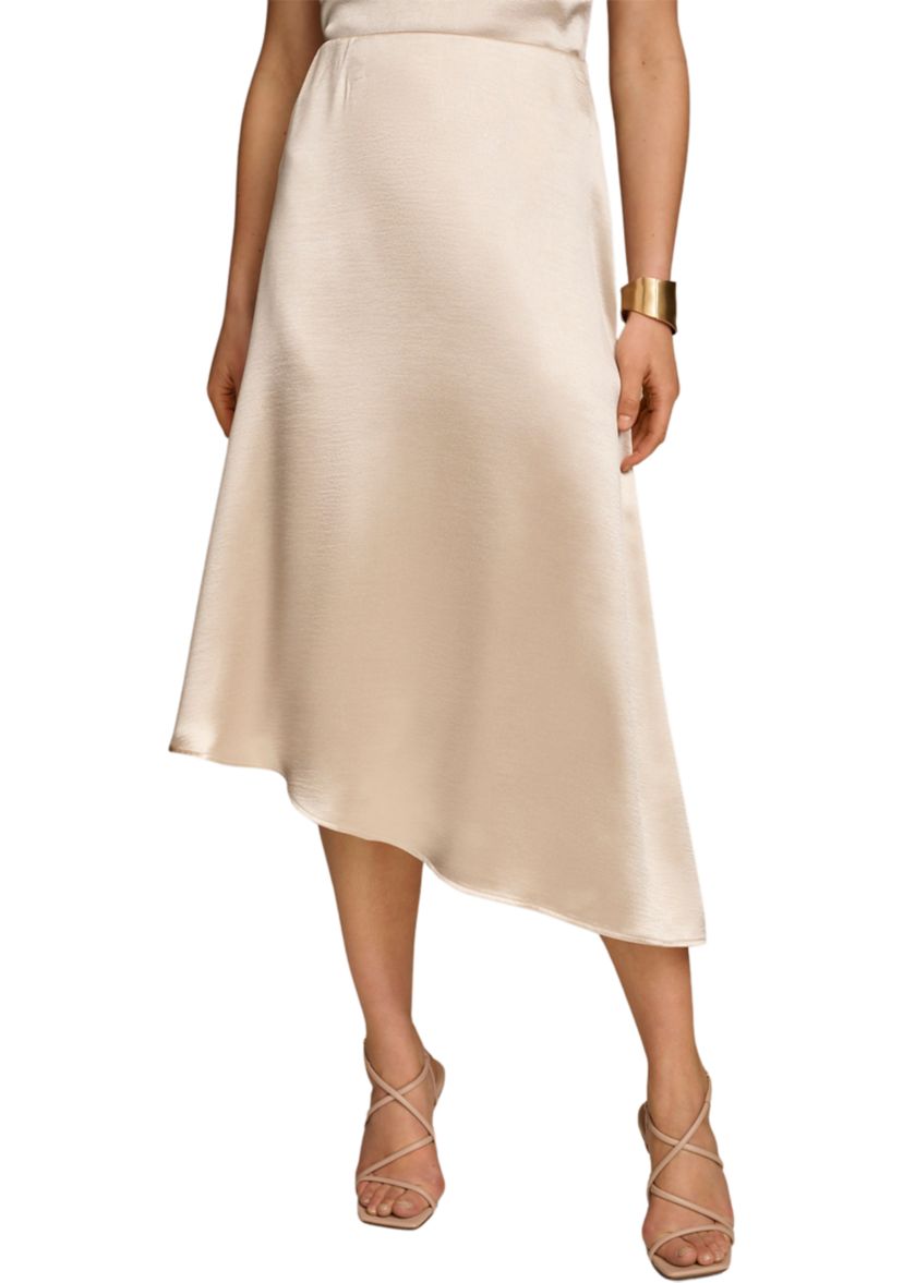 Womens Asymmetrical Satin A-Line Skirt