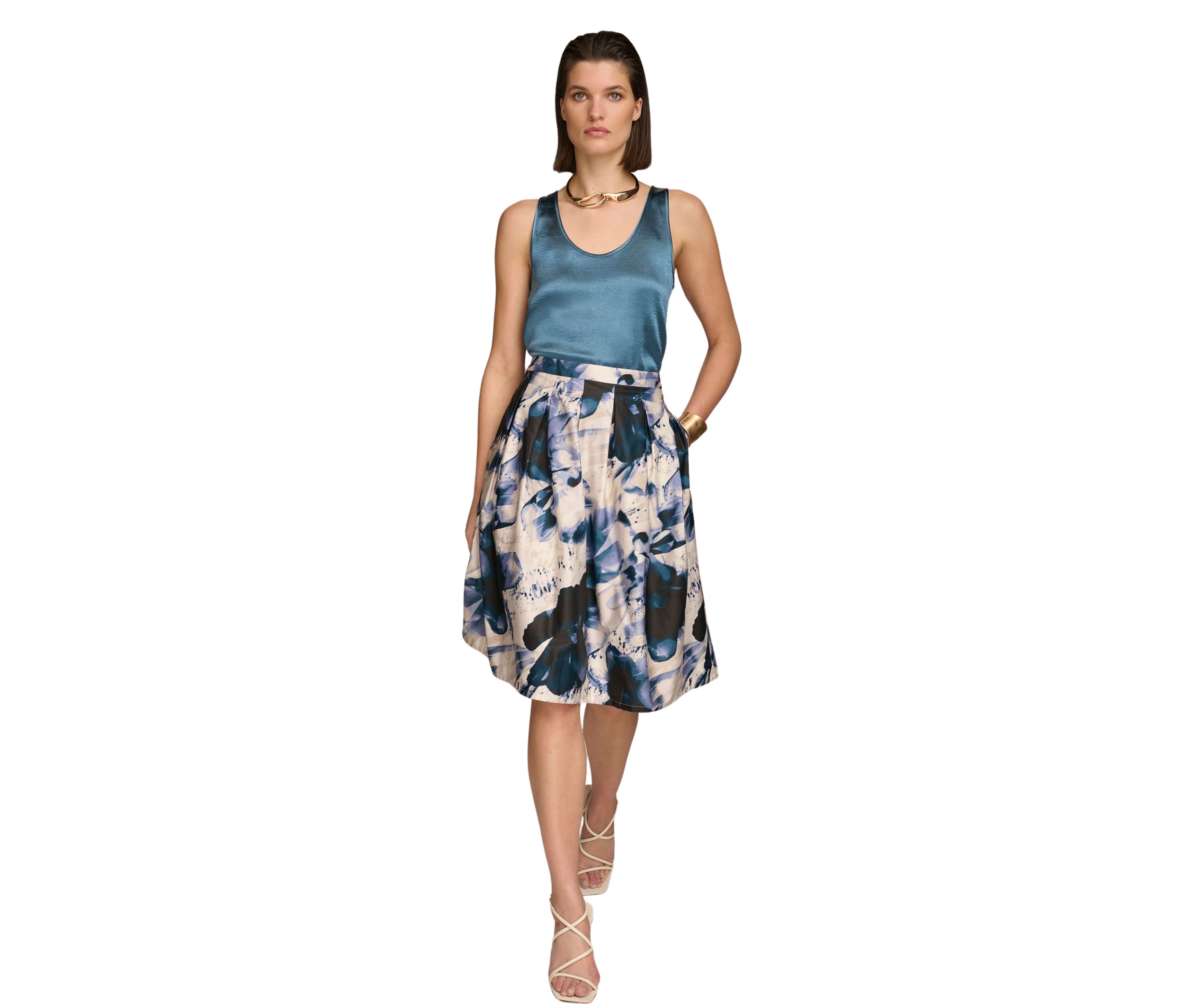 Womens Floral A-Line Skirt