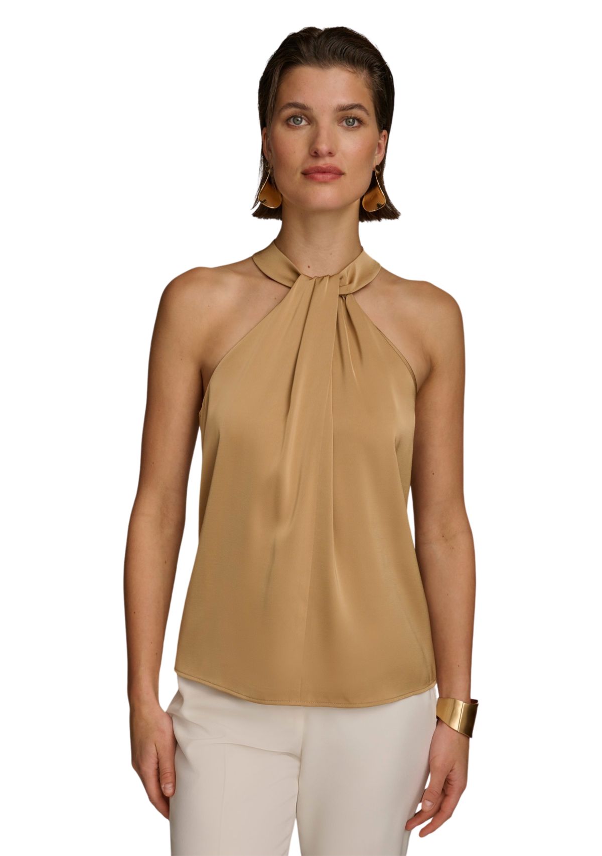 Womens Twist Front Halter Blouse