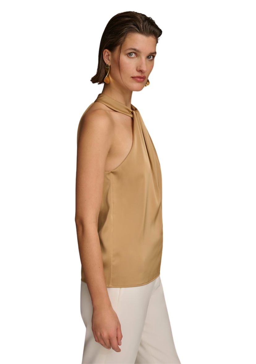 Womens Twist Front Halter Blouse