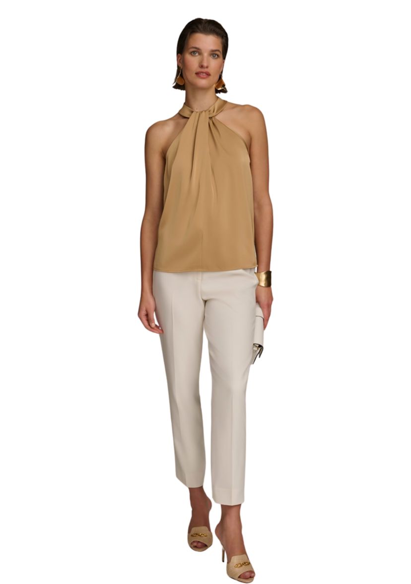 Womens Twist Front Halter Blouse